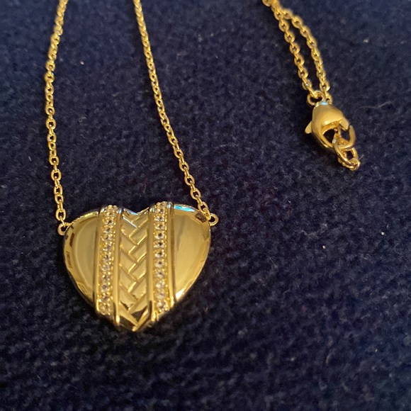 Judith Ripka gold plated sterling silver heart shaped necklace.